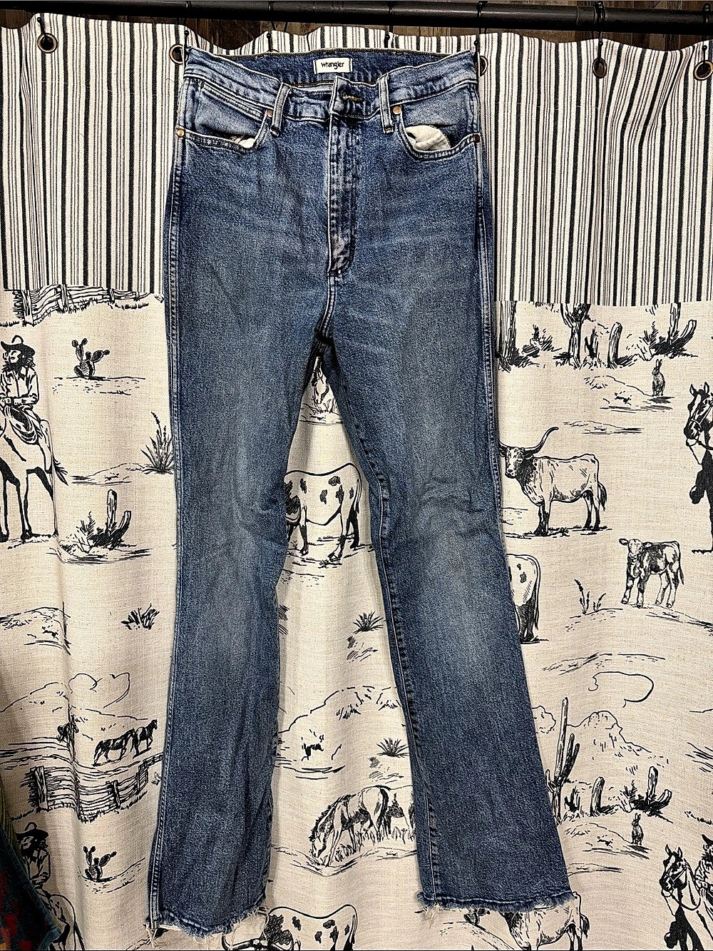 Wrangler Western Wide Leg Blue Straight Leg Jeans Waist 29x34